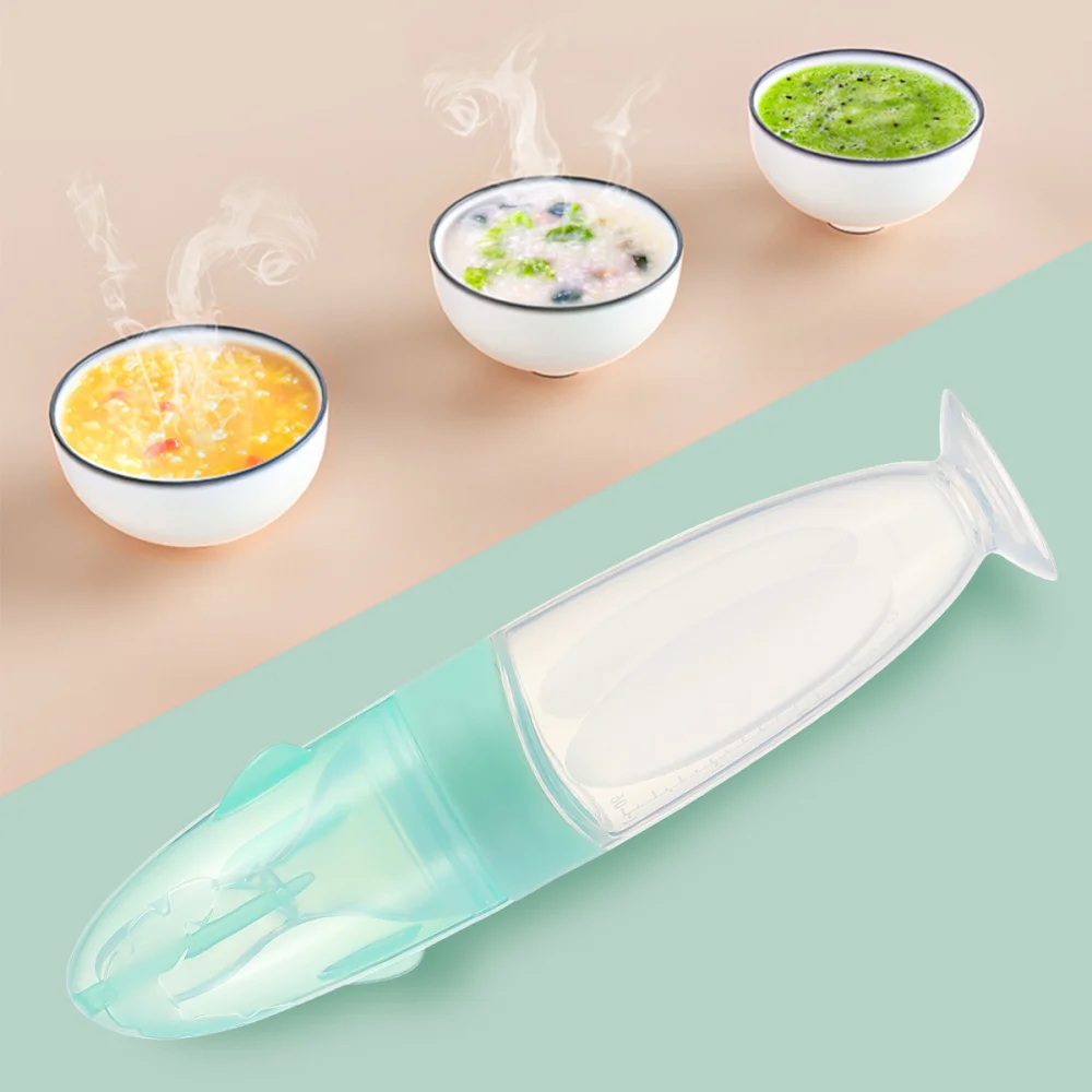 

1pc Rice Cereal Feeder Silicone Rice Paste Spoon Bottle Silicone Squeeze Feeder