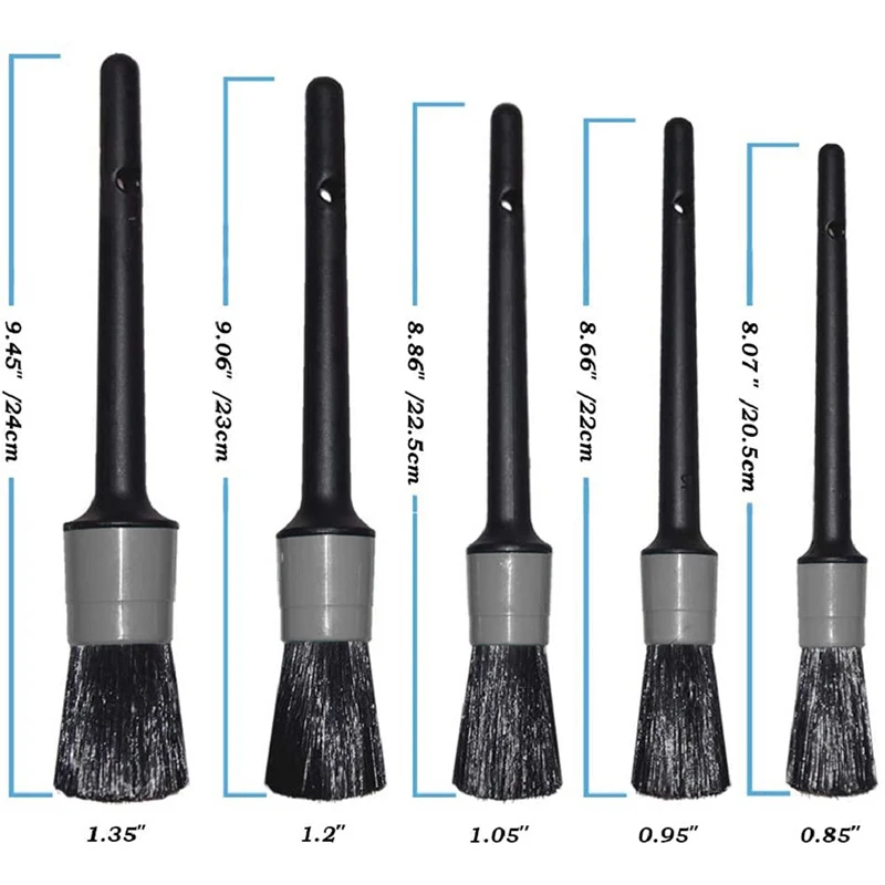 

5Pcs Car Cleaning Brushes Cleaning Natural Boar Hair Brushes Auto Detail Tools Wheels Dashboard Auto Accessories Car Wash