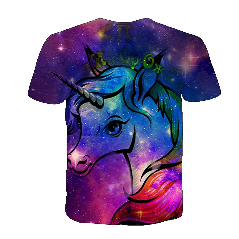 

4-14 Years Unicorn T-Shirt Girls Boys Short Sleeve Tee Tops Kids Cartoon T-shirt Printing Clothes Children Birthday Party Wear
