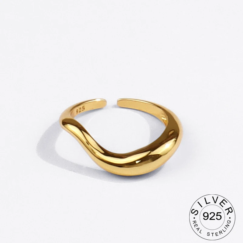 

Кольца из стерлингового серебра 925 пробы для женщин, изогнутые винтажные Свадебные модные ювелирные изделия, большие Регулируемые Антиквар...