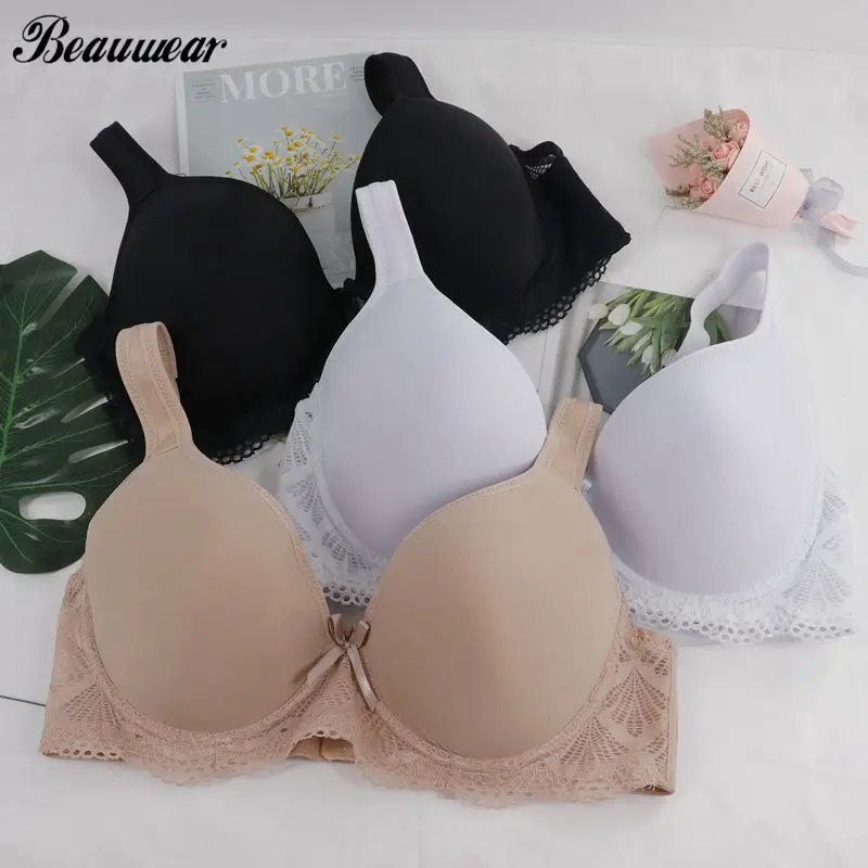 Beauwear без подкладки пуш ап бюстгальтер размера плюс 40D 42D 44D 46D 48D 50D Для женщин \'s
