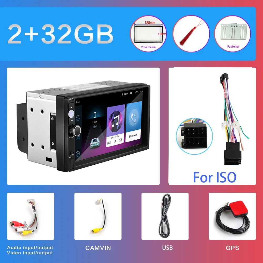 2G-32G-ISO 2G+ 32G 2DIN Android автомобильный DVD мультимедийный плеер 2 DIN HD автомобильное радио с GPS навигацией WiFi USB FM BT 2din " Универсальный Автомобильный MP5 плеер - Цвет: 2G-32G-ISO