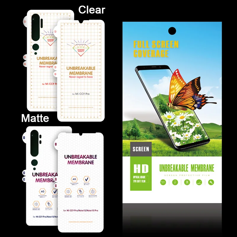

100pcs Clear& Matte Hydrogel film For Xiaomi 11 pro/ 10T pro/ redmi K40 PRO /NOTE 10 PRO/NOTE 10 Lite hydrogel screen protector