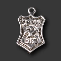 15pcs mix silver plated mini hip hop style police badge pendants diy charms bracelet jewelry crafts making a1600
