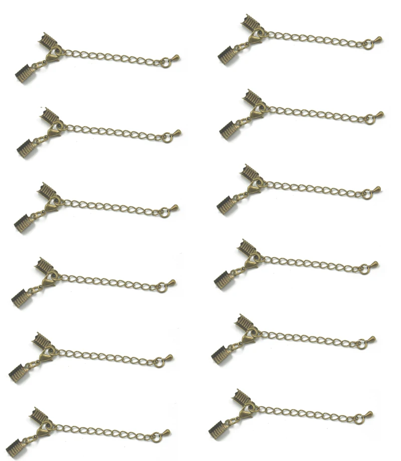

Набор застежек и концов зажимов с удлинительной цепочкой 12 шт. античная бронза