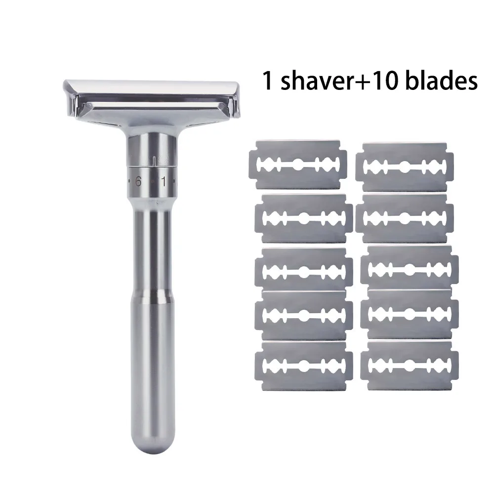 1shaver 10blades Безопасная бритва для мужчин, парикмахерские прямые бритвы, мужские бритвенные лезвия для бритья лица, бритвенный станок с основанием, Сменные бритвенные лезвия - Цвет: 1shaver 10blades