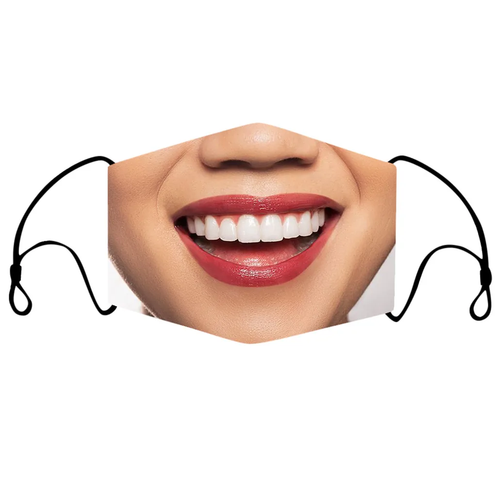 Adult Women Big Mouth Funny Face Mask Reusable Washable Breathable Smile Mascarilla Reutilizable Mascherine Lavabili Masque | Дом и сад