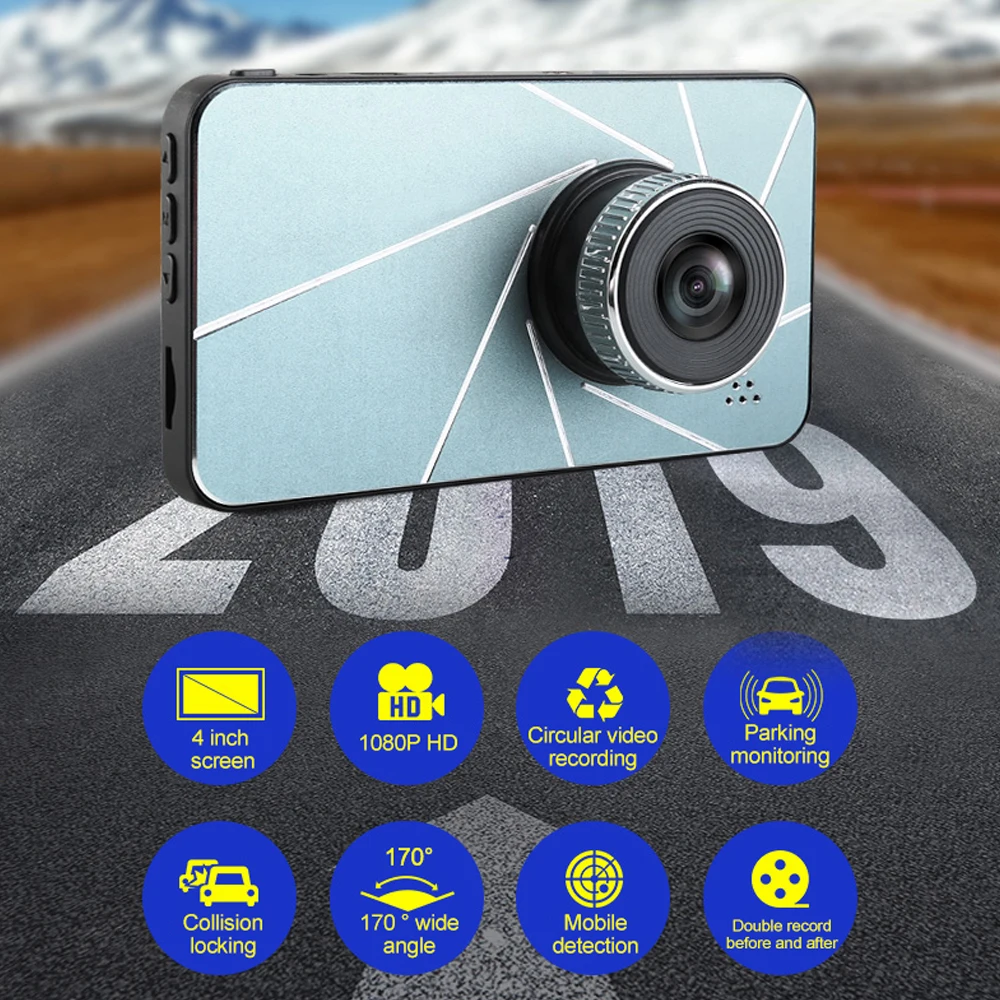 Car Family 2019 New DVR Dash Cam 4 inch Full HD 1080P Camera Dual Lens Night Vision 24H Parking Monitor Dashcam G-sensor | Автомобили и