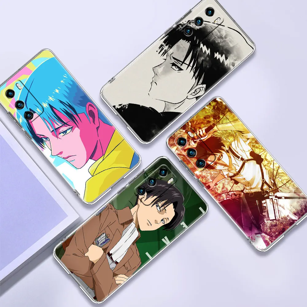 

Attack On Titan Levi Ackerman Transparent Clear Phone Case for Huawei P30 Pro P40 Lite P Smart Z P20 Protector Phone Bag Cover