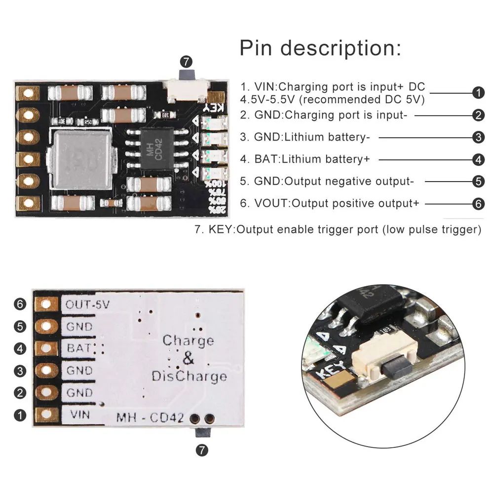 

6PCS Charge Discharge Integrated Module PCB Module Board 2A 5V Power Protection Module for Battery Charging Protection