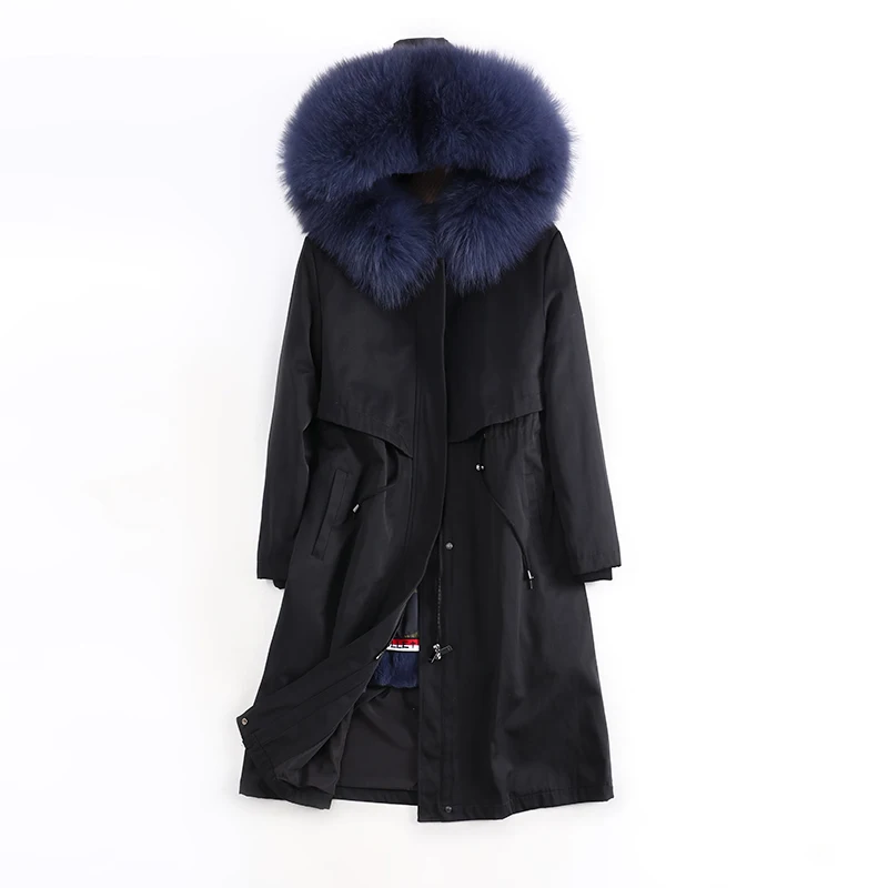 2019 зимняя женская одежда длинная парка воротник из натурального Лисьего меха