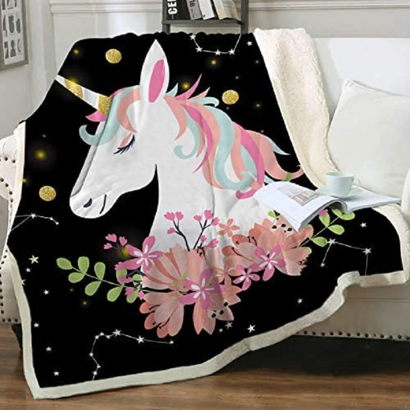 

Sparkling Stars Print Super Soft Throw Blanket for Couch Sofa Sherpa Fleece Lined Blanket Black Pink Floral Lightweight Blanket
