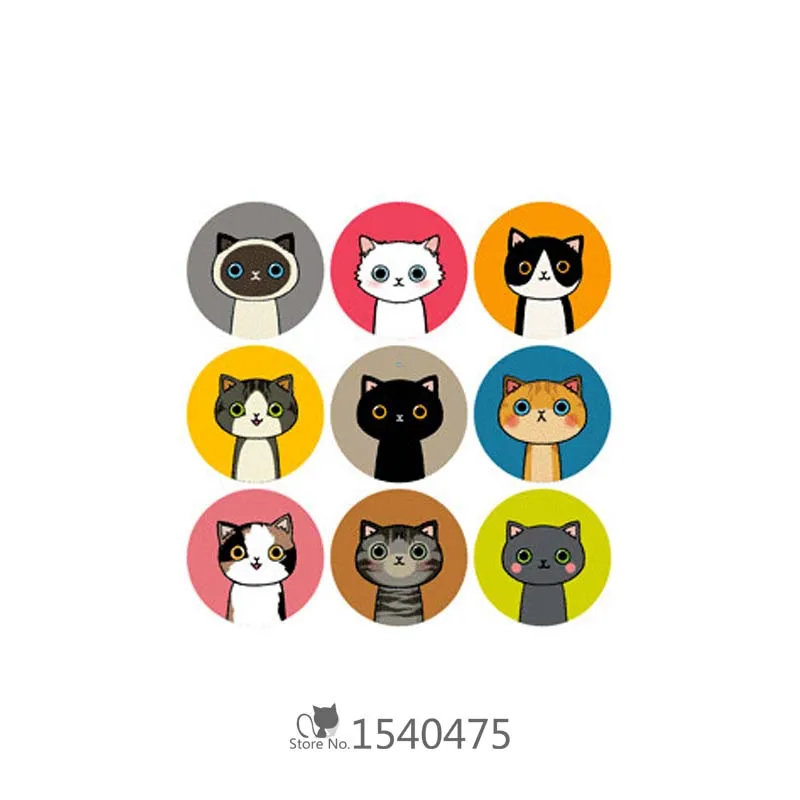

A 6 sheets/lot DIY Cute Lovely Animals Cats Round Paper Stickers Romantic Love for Birthday Album Book Diary Decoration Decal