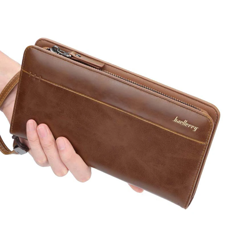 

Men's Wallet with strap fashion men purse zipper Bussiness clutch wallet Large Capacity Phone Bag Long Passport Travel Wallet