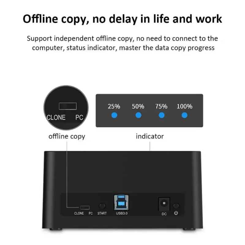 ORICO 2 отсека SATA для USB 3,0 док-станция для жесткого диска автономная копия передачи данных USB 3,0 Корпус чехол док-станция для 2,5/3,5 SSD HDD