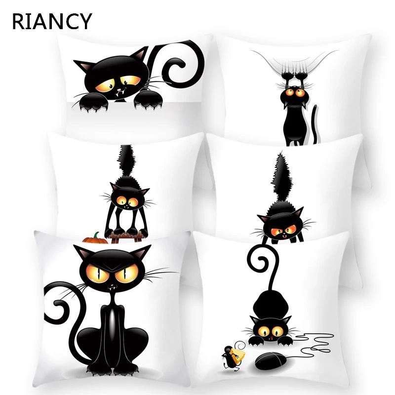 1 шт Черная кошка паук чехол для подушки из полиэстера Декоративные диванные