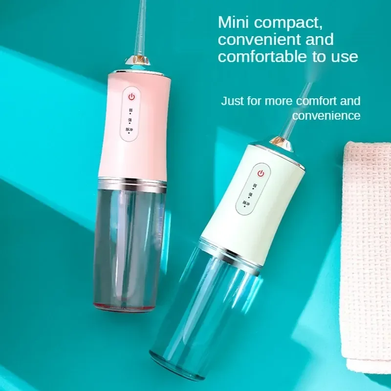 

2021 New Oral Irrigator USB Rechargeable Water Flosser Portable Dental Water Jet 220ML Water Tank Waterproof Teeth Cleaner