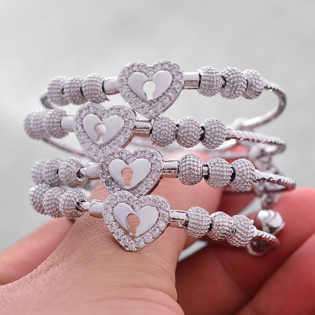 Wando Эфиопский Дубай Арабский сердце замок Циркон детский браслет Серебристые