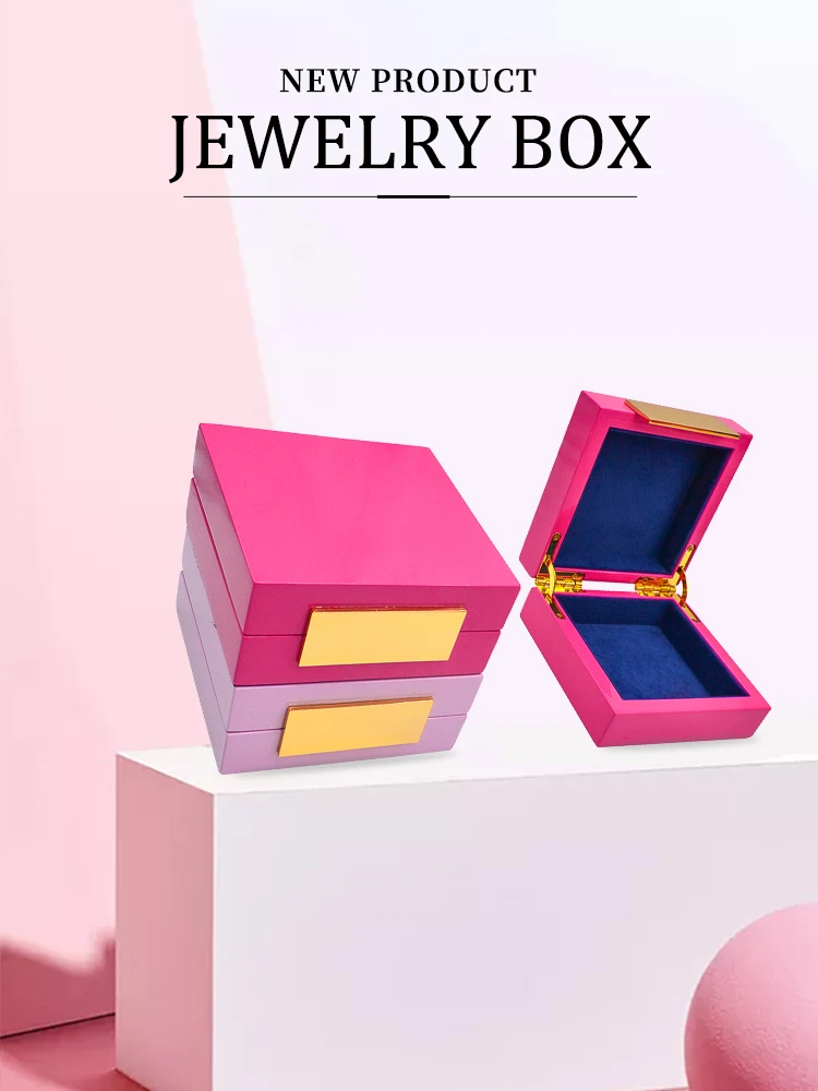 Small Ring Gift Storage Solid Wood Jewelry Case Handcrafts Gloss Wooden Girls Jewellery Box