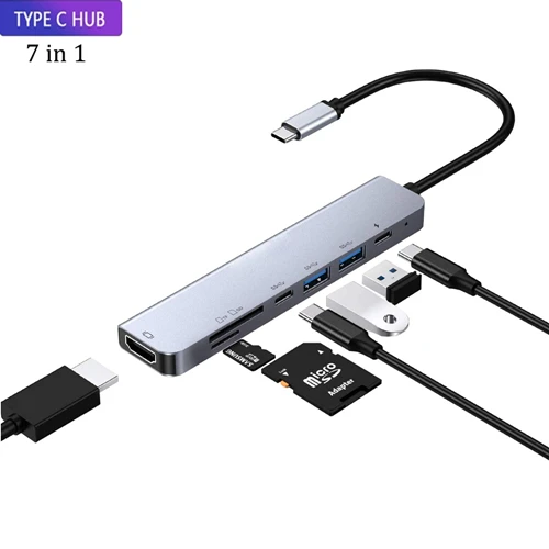 Type-C 7-in-1 Tebe Тип usb-C USB концентратор до 4K HDMI RJ45 usb 3,0 SD/карта td читатель быстрой зарядки PD 8 в 1 многофункциональный адаптер для MacBook Pro - Цвет: Type-C 7-in-1