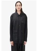 mens new black multi pocket design shirt classic simple japanese retro loose casual large size long sleeve shirt