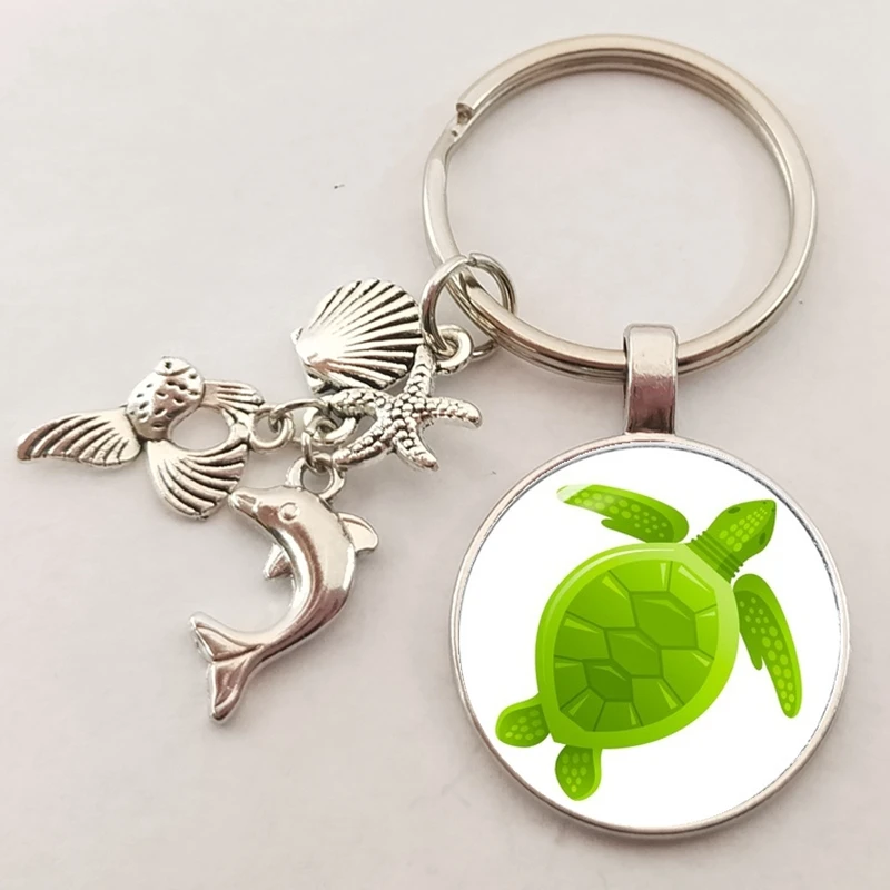 Новый очаровательный брелок-Дельфин с морскими животными моллюсков рыб выпуклое