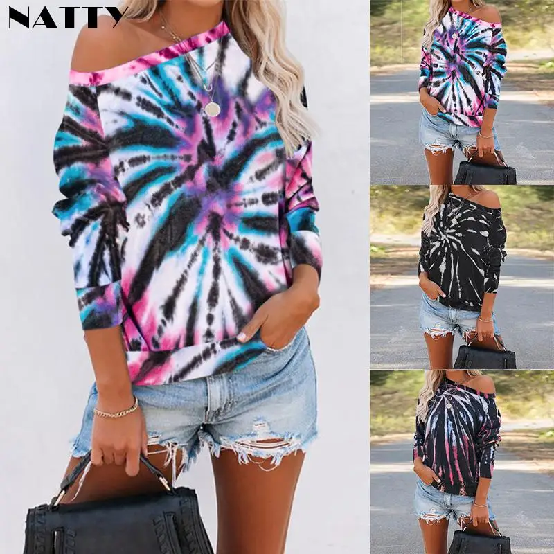 

Женская футболка с длинным рукавом, V-образным вырезом и принтом