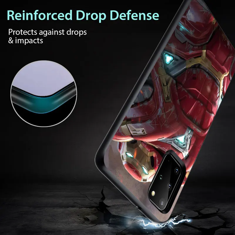 

Marvel Iron Man Hulkbuster for Samsung S6 S7 S8 S9 S10 S10E S21 Edge Plus Ultra 5G TPU Black Phone Case