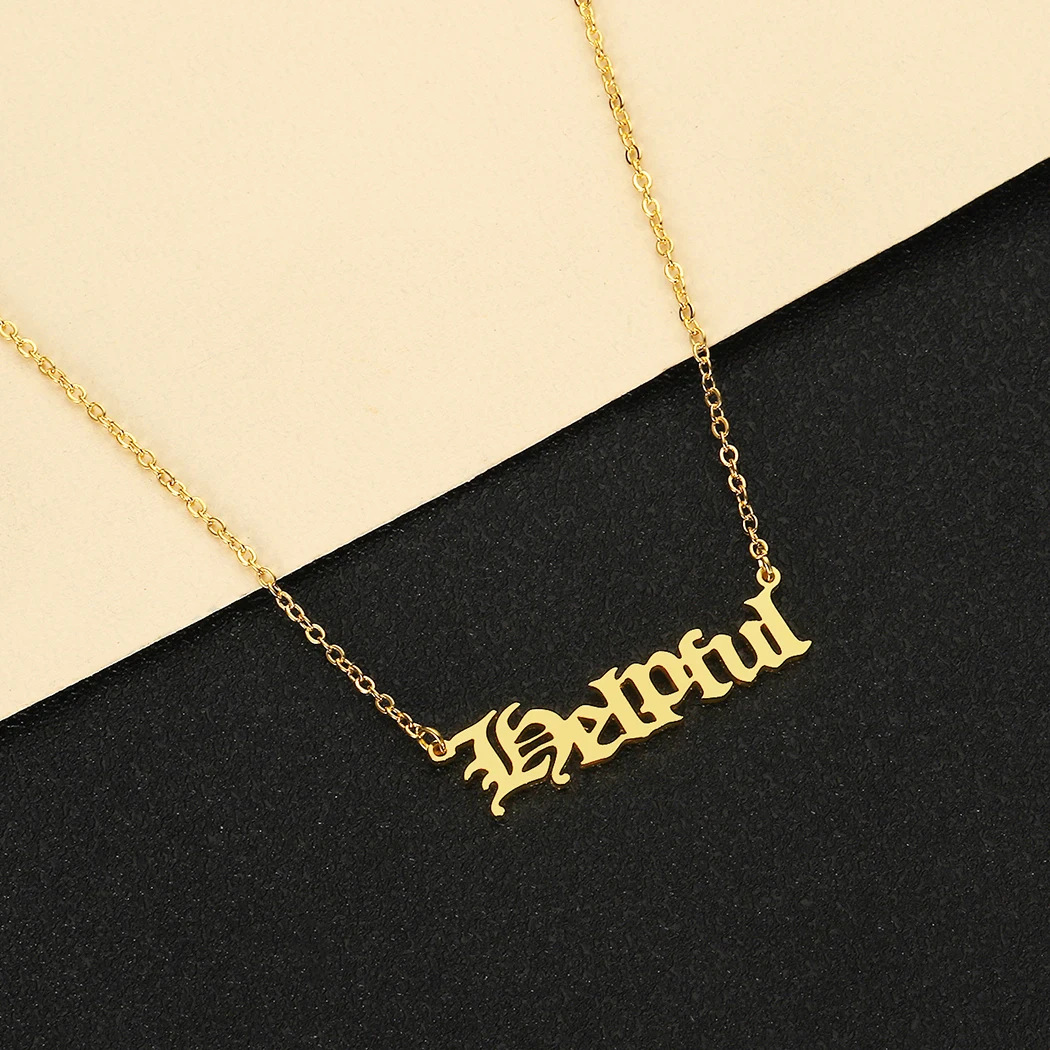 

Cxwind Fashion Old English Helpful Letter Necklace Initial Gold Choker Chain Necklace Charm Pendant Nameplate for Women Jewelry