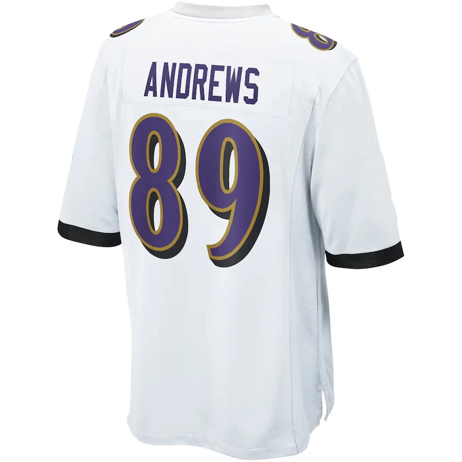 

Customized Stitch Embroidery Letters American Football Jersey 89 Mark Andrews Black Purple White Men's Baltimore Limited Jersey
