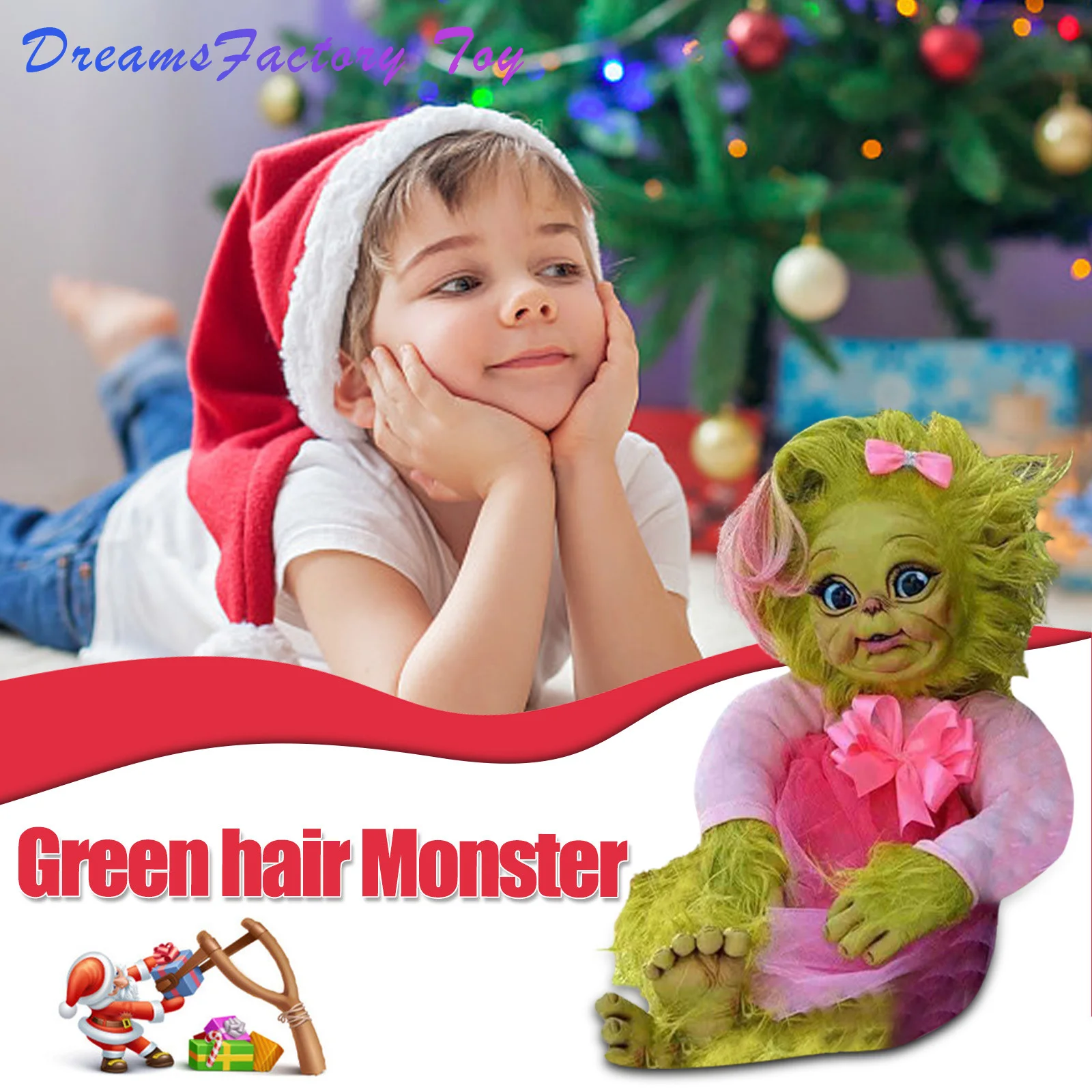 

Кукла девочка Grinch, кавайная Реалистичная мультяшная кукла, Рождественская Кукла-симулятор, плюшевые игрушки, рождественский подарок для ма...
