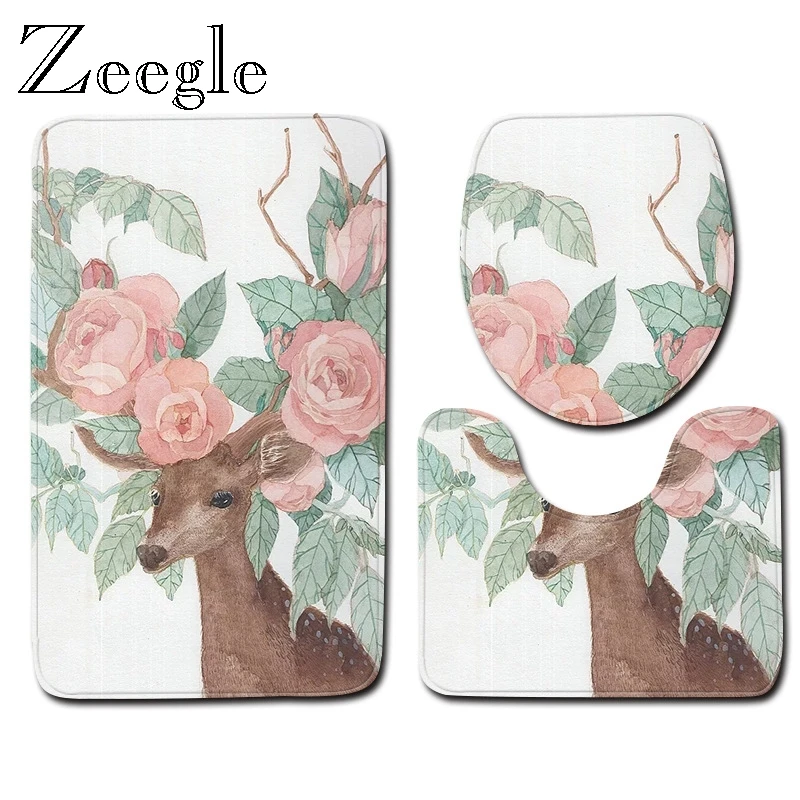 Zeegle 3D набор ковриков для душа с принтом черепа 3 шт набор ковриков для ванной комнаты крышка для унитаза Противоскользящий коврик для ванной комнаты коврик для пола коврик для ванной