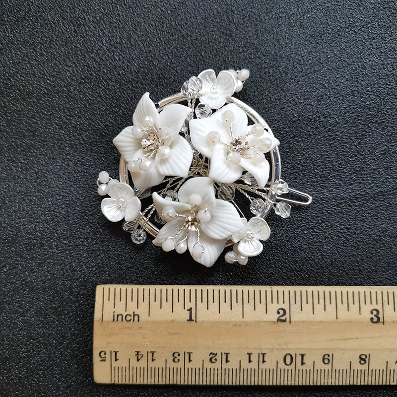 Женские Цветочные заколки для волос SLBRIDAL Металлические Керамические ручной