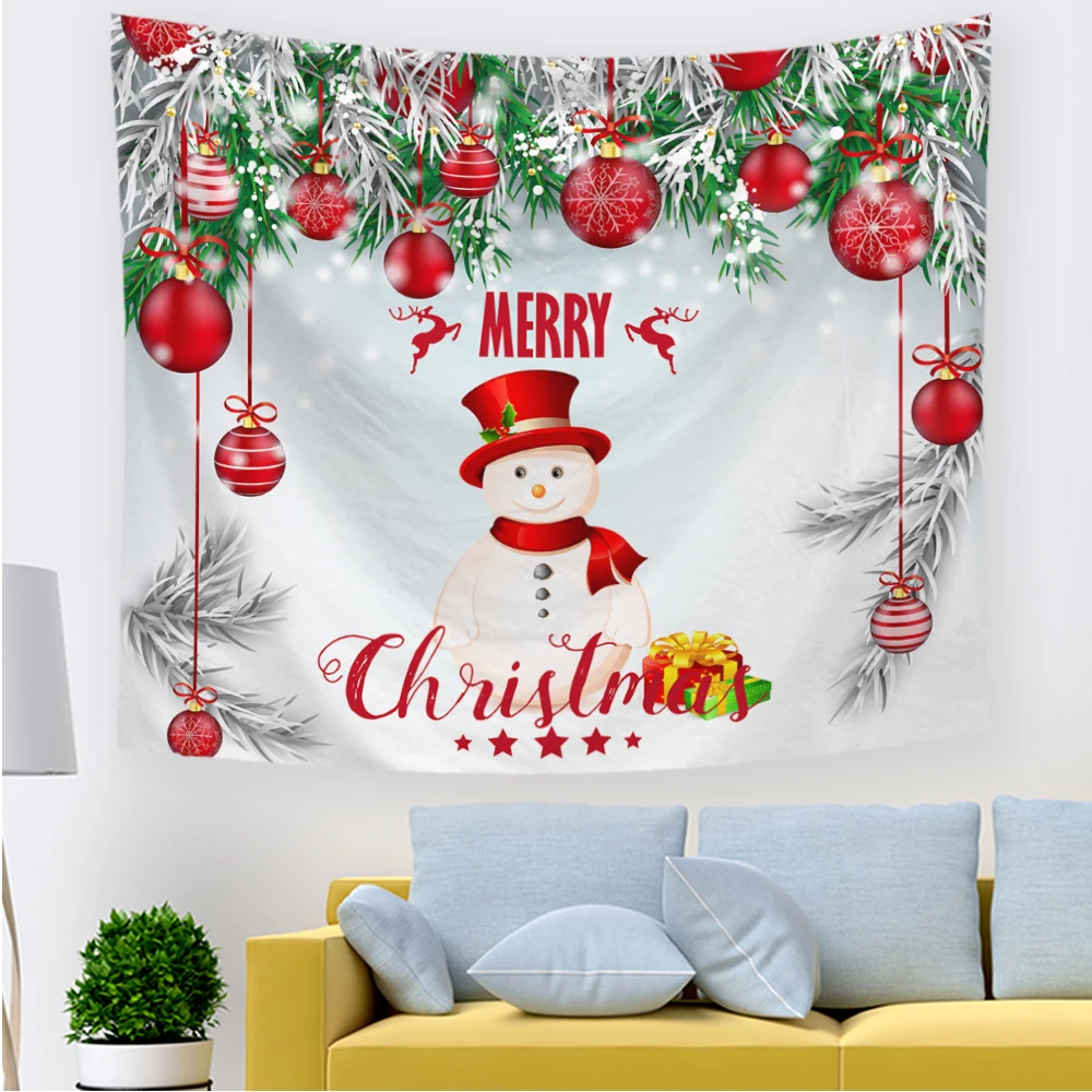 

2022 Merry Christmas Tapestry Wall Hanging Xmas Colored Lights Hippie Snow Wall Tapestry For Party Livingroom Bedroom Dorm Decor