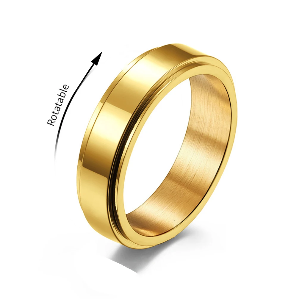 Вращающиеся простые круглые полированные кольца кольцо на палец для женщин и