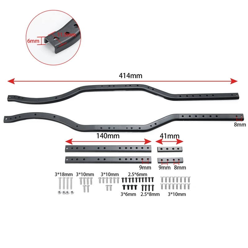 

Steel 6X6 Chassis Frame Rail Beam for 1/10 RC Crawler XIAL SCX10 90027 90028 SCX10 II 90046 90047 Update Parts