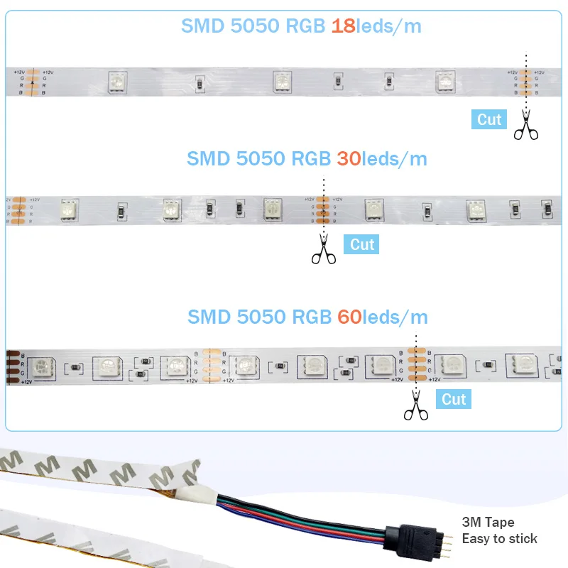 5 м 10 15 Светодиодные ленты светильник RGB водить 60leds 5050 Luces светодиодный полосы DC 12V