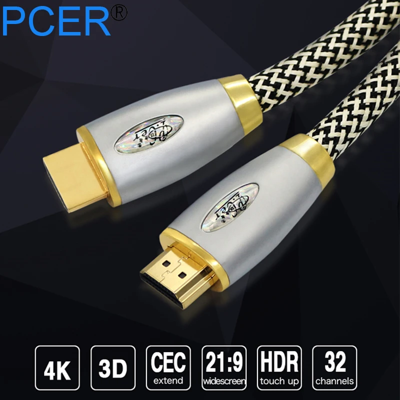 PCER HDMI кабель к 2 0 позолоченный HDR 4K для разветвителя расширитель адаптер