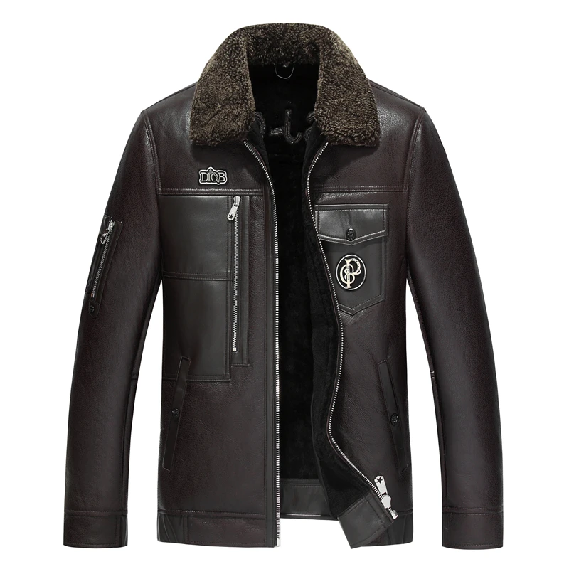 

Gours Winter Genuine Leather Jackets Men Fashion Brown Real Shearling Sheepskin Long Coat with Natural Wool Lining Warm JF21150