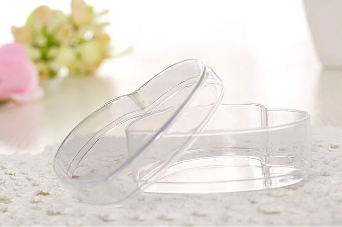 Прозрачные пластиковые коробки конфет в форме сердца упаковочные для кексов