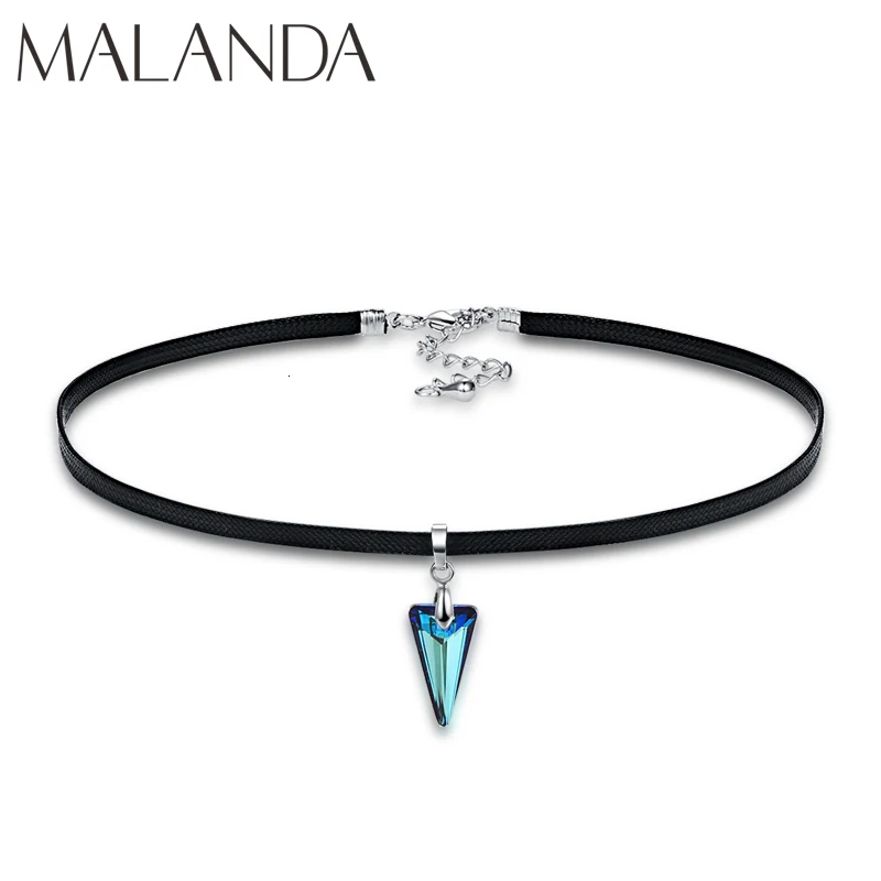 Malanda New Spike Pendant Crystal From SWAROVSKI Rope Chain Choker Necklace For Women Fashion Wedding Party Jewelry Girl Gift