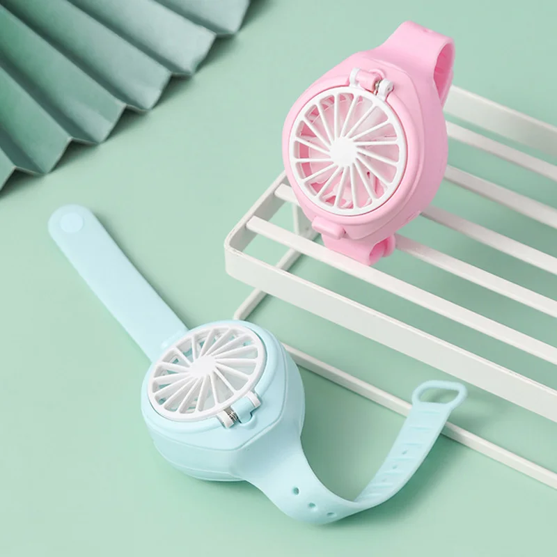 Мини Портативный мягкий наручный Вентилятор часы воздушный охладитель с RGB