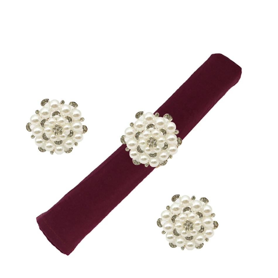 

Set of 12 Pieces Pearl Metal Napkin Ring,Christmas Napkin Button Holders For Hotel,Wedding,Dinner,Christmas Table Accessories