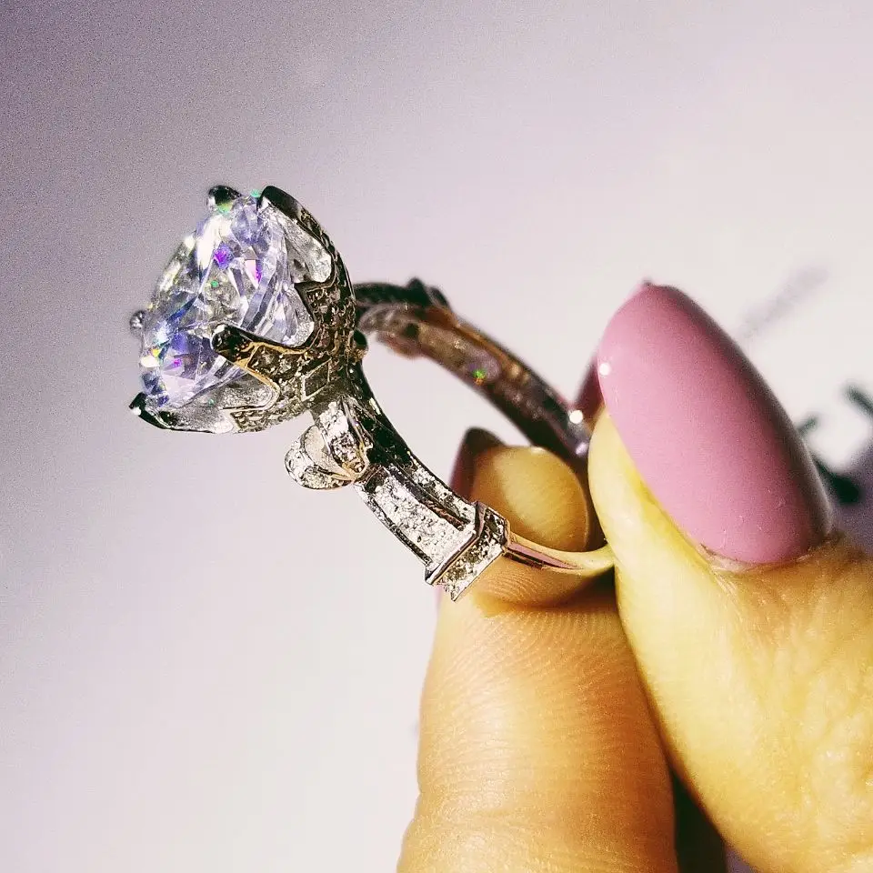 2018 Новый дизайн винтажные Роскошные Свадебные обручальные кольца с ореолом для