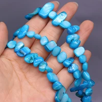 hot selling natural shell irregular rectangular sky blue beaded diy for making jewelry accessories 8x15 10x20mm 80 cm