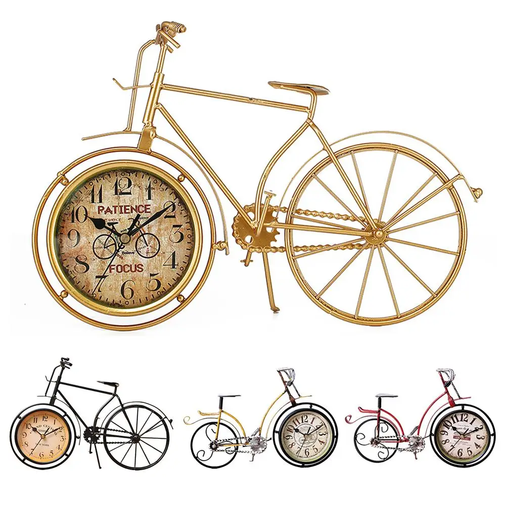 Винтажные креативные настольные часы в форме велосипеда стиле ретро домашний