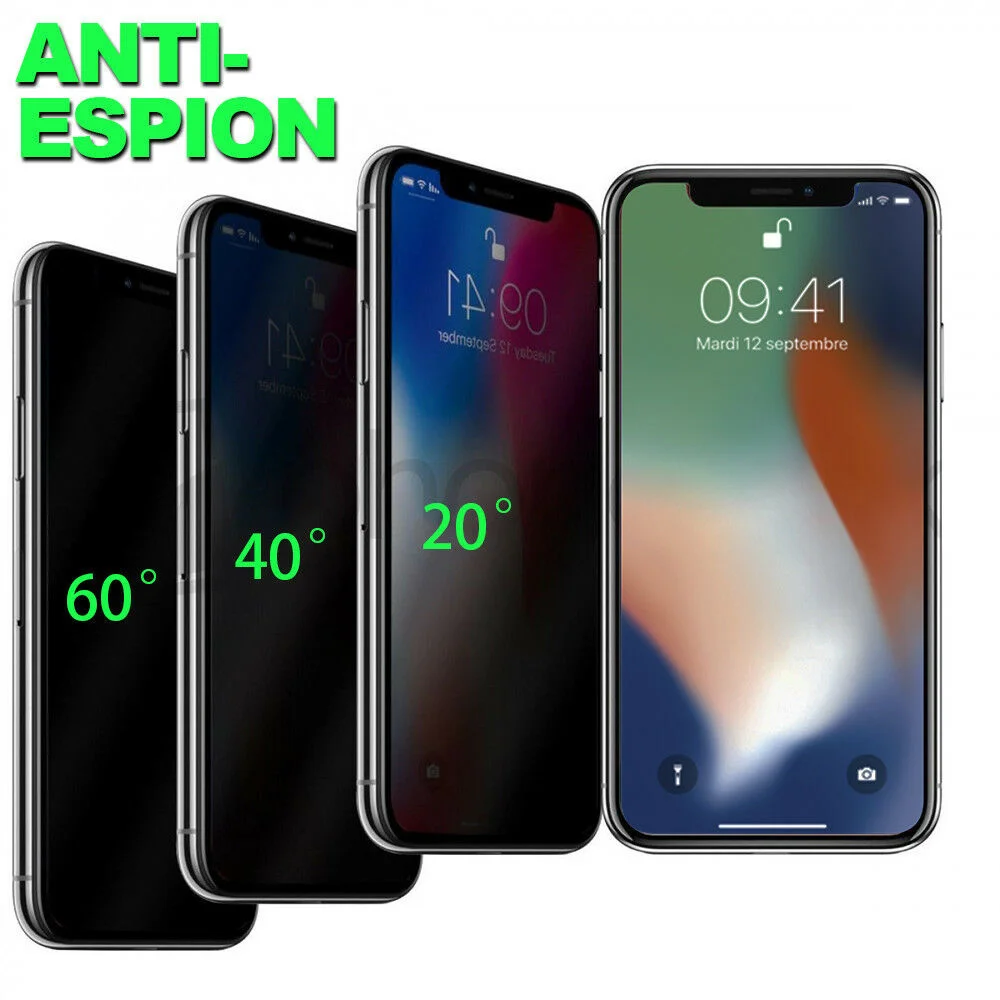 

VERRE TREMP FOR IPHONE VITRE PROTECTION ECRAN ANTI ESPION 11 12 PRO X XR 8 7 6 SE