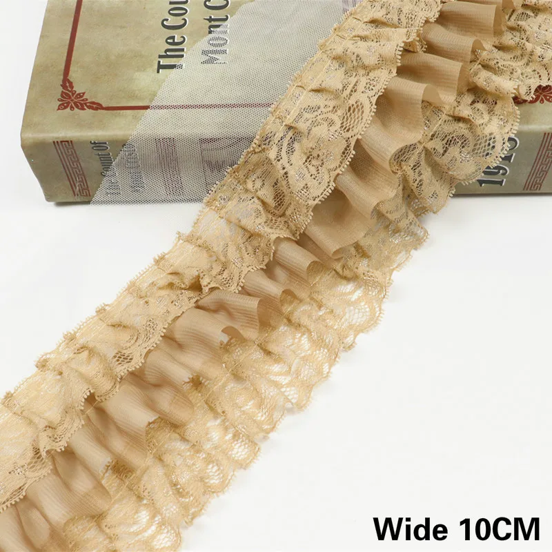 10 см в ширину роскошное фиолетовое Кофе три слоя 3d плиссированная шифоновая