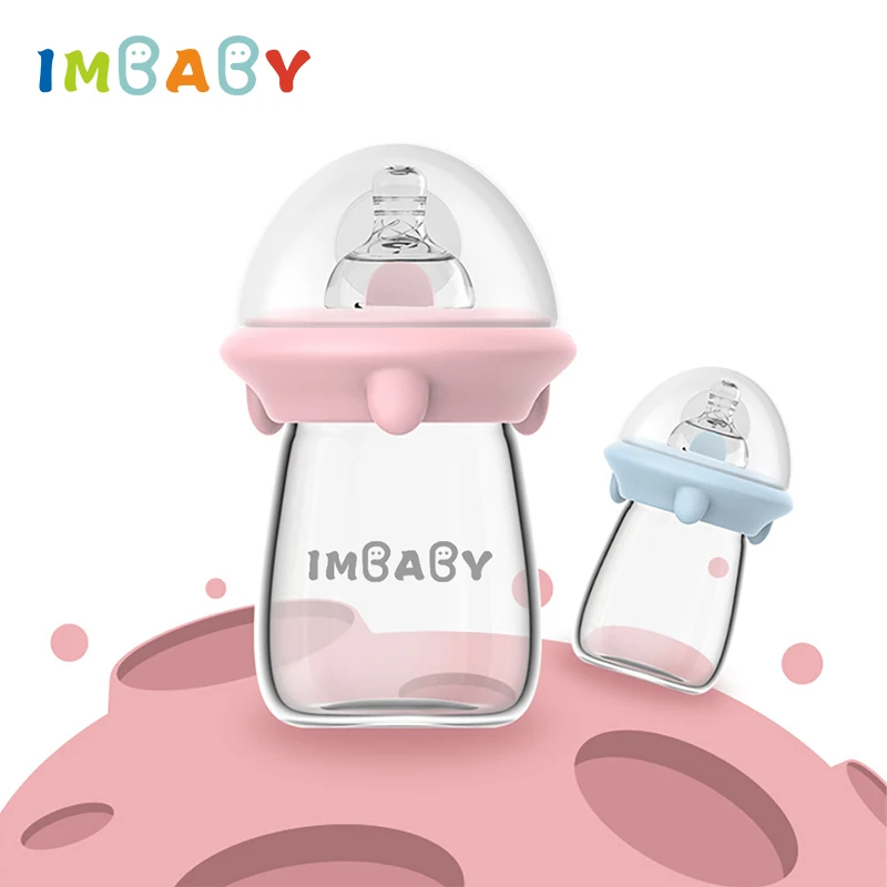 IMBABY 120/300 мл бутылочка для кормления бутылочки для кормления детские бутылочки для кормления 0-12 м силиконовая соска тяжелый шар соломы