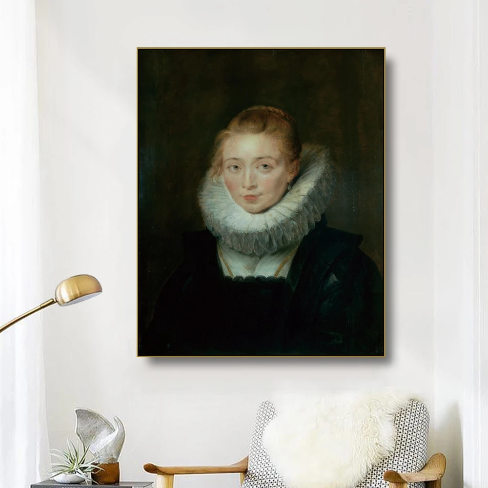 

Canvas Art Oil Painting《Portrait of Lady-in-Waiting to the Infanta Isabella》Rubens Poster Wall Decor Decoration For Living room